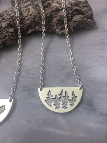 Pine Forest, Half-Moon Necklace