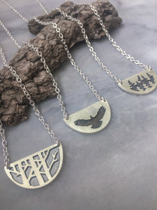 Pine Forest, Half-Moon Necklace