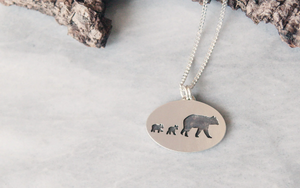 Mama Bear Necklace, Two Cubs