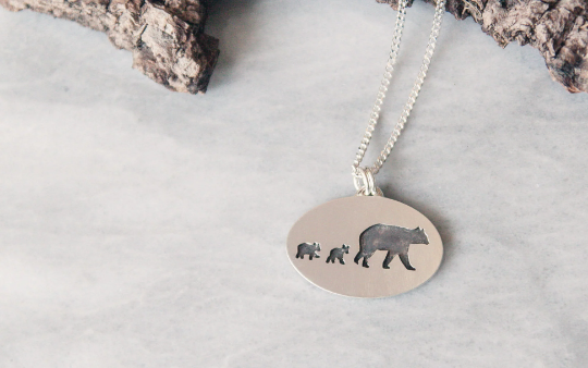 Silver MAMA Bear and MINI Pendant Necklace Set – The Key to Glam Boutique